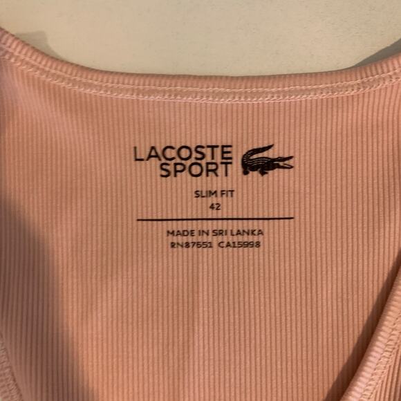 Lacoste Sport Tank Top Women 42 L Large SLIM Fit Ultra Dry Ribbed Knit Racerback - Picture 6 of 10